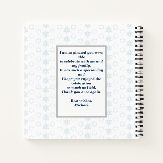 Bar Mitzvah, dank aan uw gasten met deze Notitieboek (Achterkant)