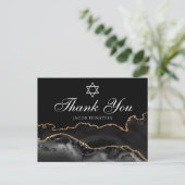Bar Mitzvah Dank Je Wel Zwarte Gouden Ster van Dav Briefkaart (Staand voorkant)