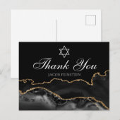 Bar Mitzvah Dank Je Wel Zwarte Gouden Ster van Dav Briefkaart (Voorkant / Achterkant)
