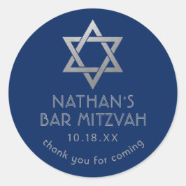 Bar Mitzvah Dank u Blue Silver Star van David Ronde Sticker