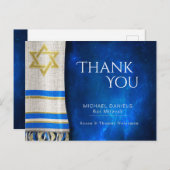 Bar Mitzvah Dank u Gebed Shawl Blauw Briefkaart (Voorkant / Achterkant)