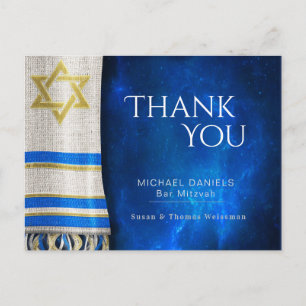 Bar Mitzvah Dank u Gebed Shawl Blauw Briefkaart