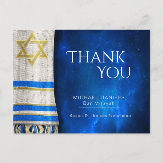 Bar Mitzvah Dank u Gebed Shawl Blauw Briefkaart (Voorkant)