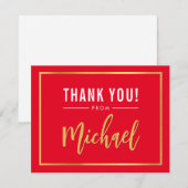 BAR MITZVAH dank u rood goud naam kalligrafie Bedankkaart (Voorkant / Achterkant)