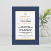 Bar Mitzvah Dark Blue en Gold Invitation Kaart (Staand voorkant)