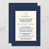 Bar Mitzvah Dark Blue en Gold Invitation Kaart (Voorkant / Achterkant)