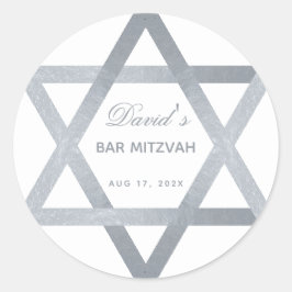 Bar Mitzvah Davidster van namaak zilver grijs schr Ronde Sticker