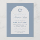Bar Mitzvah Dusty Blue Arch Star Budget Uitnodigin (Voorkant)