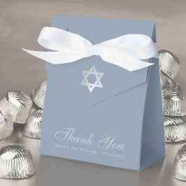 Bar Mitzvah Dusty Blue Faux Silver Star Dank u Bedankdoosjes