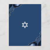 Bar Mitzvah Eenvoudig Marine Blauw Agaat Modern Sc Informatiekaartje (Achterkant)