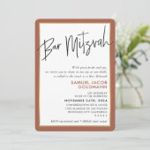BAR MITZVAH eenvoudig minimalistisch modern roestg Kaart (Staand voorkant)