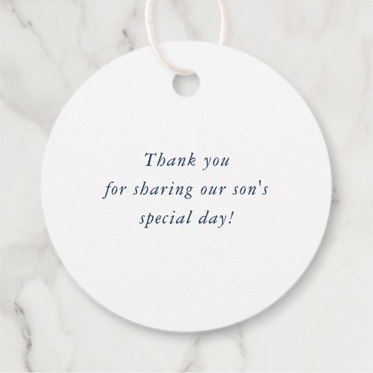 BAR MITZVAH eenvoudig modern blauw blauw football  Bedankjes Labels (Achterkant)