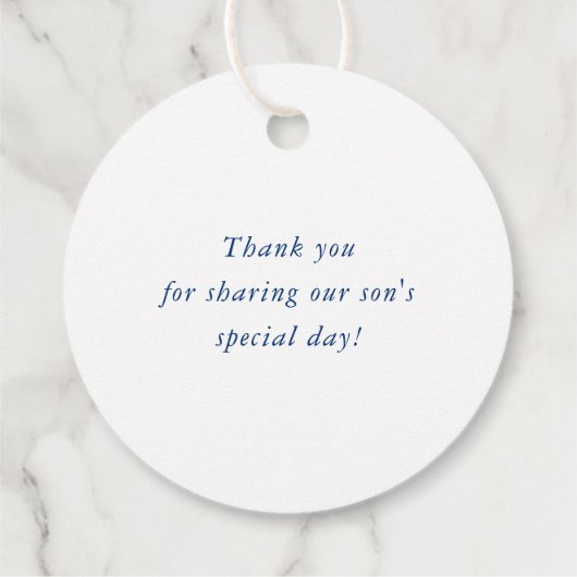 BAR MITZVAH eenvoudig modern blauw rood football Bedankjes Labels (Achterkant)