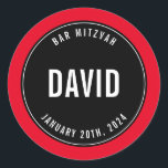 BAR MITZVAH eenvoudig modern effen zwart koningsbl Ronde Sticker<br><div class="desc">door kat massard >> https://linktr.ee/simplysweetpaperie <<<<</div>