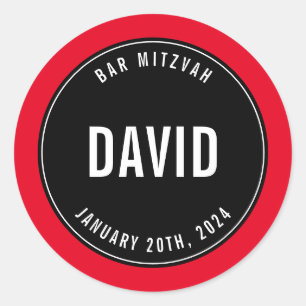 BAR MITZVAH eenvoudig modern effen zwart koninklij Ronde Sticker