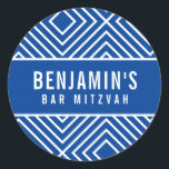 BAR MITZVAH eenvoudig modern geometrisch koninklij Ronde Sticker<br><div class="desc">door kat massard >> https://linktr.ee/simplysweetpaperie <<<<</div>