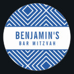 BAR MITZVAH eenvoudig modern geometrisch koninklij Ronde Sticker<br><div class="desc">door kat massard >> https://linktr.ee/simplysweetpaperie <<<<</div>