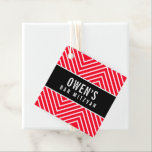 BAR MITZVAH eenvoudig modern geometrisch rood zwar Bedankjes Labels<br><div class="desc">door kat massard >> https://linktr.ee/simplysweetpaperie <<<<< Een eenvoudig,  gepersonaliseerd label dat perfect is voor favoriete tags voor uw speciale gebeurtenis.</div>
