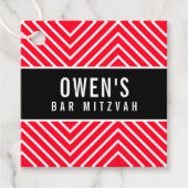 BAR MITZVAH eenvoudig modern geometrisch rood zwar Bedankjes Labels (Voorkant)