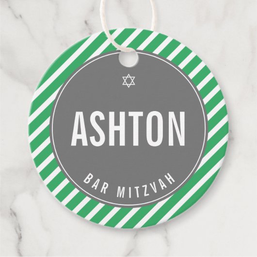 BAR MITZVAH eenvoudig modern nfl groen zwart Bedankjes Labels (Voorkant)