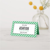 BAR MITZVAH eenvoudig modern vet blok zwart groen Plaatskaartje (Achterkant)