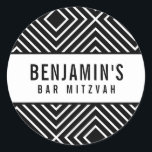 BAR MITZVAH eenvoudig modern vet geometrisch zwart Ronde Sticker<br><div class="desc">door kat massard >> https://linktr.ee/simplysweetpaperie <<<<</div>
