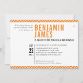 BAR MITZVAH eenvoudig modern zwart sinaasappel Uit Kaart (Voorkant)