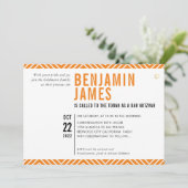 BAR MITZVAH eenvoudig modern zwart sinaasappel Uit Kaart (Staand voorkant)