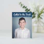 Bar Mitzvah Eenvoudige Aangepaste Fotouitnodiging Uitnodiging Briefkaart (Staand voorkant)