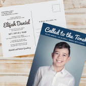 Bar Mitzvah Eenvoudige Aangepaste Fotouitnodiging Uitnodiging Briefkaart