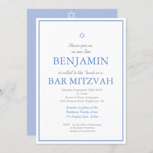 Bar Mitzvah Eenvoudige Elegante Ster van David Joo Kaart