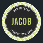 BAR MITZVAH eenvoudige moderne effen zwarte limoen Ronde Sticker<br><div class="desc">door kat massard >> https://linktr.ee/simplysweetpaperie <<<<</div>