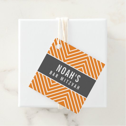 BAR MITZVAH eenvoudige moderne geometrisch grijs s Bedankjes Labels (In situ)