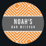 BAR MITZVAH eenvoudige moderne geometrisch grijs s Ronde Sticker<br><div class="desc">door kat massard >> https://linktr.ee/simplysweetpaperie <<<<</div>