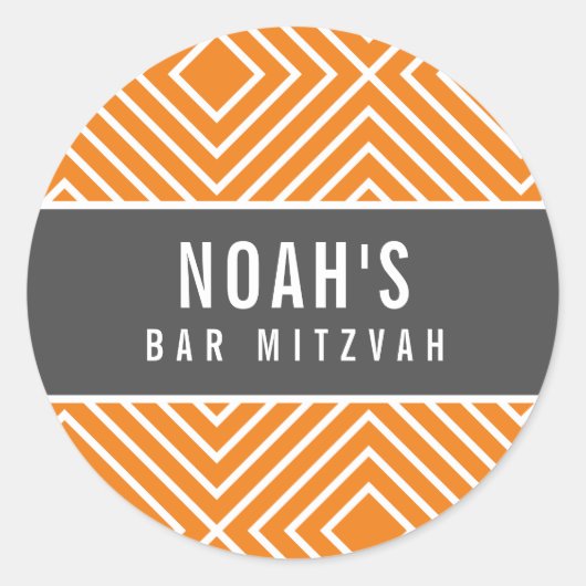 BAR MITZVAH eenvoudige moderne geometrisch grijs s Ronde Sticker (Voorkant)