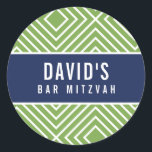BAR MITZVAH eenvoudige moderne geometrische marine Ronde Sticker<br><div class="desc">door kat massard >> https://linktr.ee/simplysweetpaperie <<<<</div>