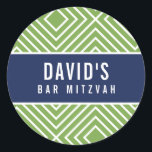 BAR MITZVAH eenvoudige moderne geometrische marine Ronde Sticker<br><div class="desc">door kat massard >> https://linktr.ee/simplysweetpaperie <<<<</div>