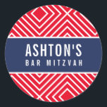 BAR MITZVAH eenvoudige moderne geometrische marine Ronde Sticker<br><div class="desc">door kat massard >> https://linktr.ee/simplysweetpaperie <<<<</div>