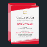 BAR MITZVAH eenvoudige moderne rode gouden ster Kaart<br><div class="desc">door kat massard >> www.simplysweetPAPERIE.com <<< Een eenvoudig, maar stijlvol ontwerp voor de BAT MITZVAH-viering van uw zoon. Wow je vrienden en familie met dit kleine nummer; D Setup als een sjabloon is het eenvoudig voor u om uw eigen gegevens toe te voegen, uw foto toe te voegen of op...</div>