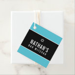 BAR MITZVAH eenvoudige moderne ster zwarte turquoi Bedankjes Labels<br><div class="desc">door kat massard >> https://linktr.ee/simplysweetpaperie <<<<< Een eenvoudig,  gepersonaliseerd label dat perfect is voor favoriete tags voor uw speciale gebeurtenis.</div>