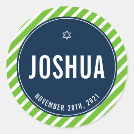 BAR MITZVAH eenvoudige moderne stripe nfl groene m Ronde Sticker