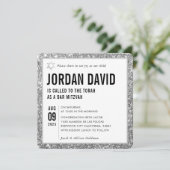 BAR MITZVAH eenvoudige moderne trendy zilveren gli Kaart (Staand voorkant)