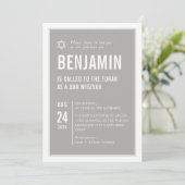 BAR MITZVAH eenvoudige moderne typografie grijs wi Kaart (Staand voorkant)
