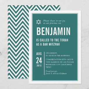 BAR MITZVAH eenvoudige moderne typografie groen wi Kaart