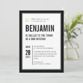 BAR MITZVAH eenvoudige moderne typografie zwart wi Kaart (Staand voorkant)