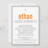 BAR MITZVAH, eenvoudige ster, moderne naam oranje  Kaart (Voorkant)