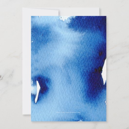 BAR MITZVAH eenvoudige stijlvolle blauw waterverf  Kaart (Achterkant)