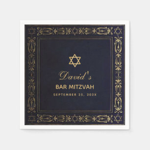 Bar Mitzvah  Elegant Navy Blue Star Servet