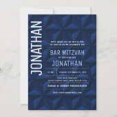 Bar Mitzvah Elegant Navy Star van David Invitation Kaart (Voorkant)