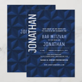 Bar Mitzvah Elegant Navy Star van David Invitation Kaart (Voorkant / Achterkant)